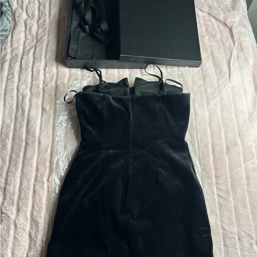 Saint Laurent Black Mini Dress with Pearl Accents - Picture 3 of 4